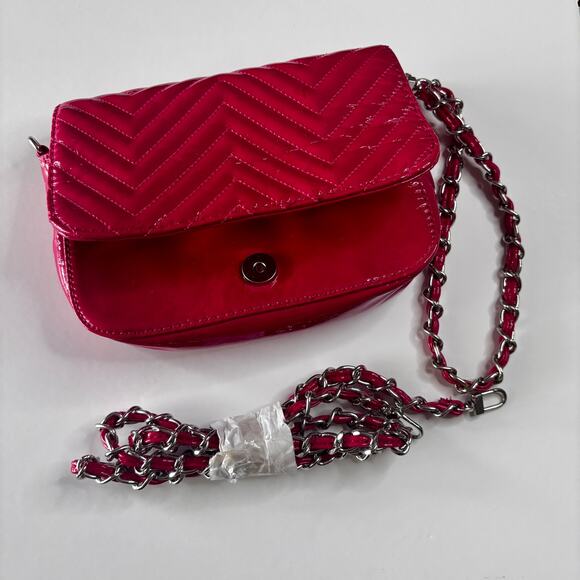 Big Buddha Hot Pink Patent Leather Quilted Purse Short & Long Chain AS IS - Picture 11 of 15